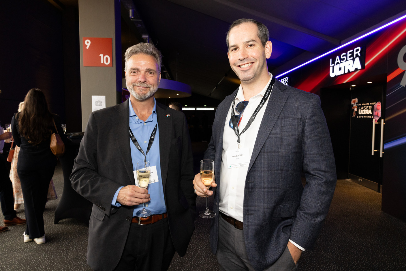 Darren Robinson (Anderson Wise) and Harry Bolson at the Paperjam+Delano Business Club’s 10x6 Private Equity Outlook event, which took place at the Kirchberg Kinepolis, 18 June 2024. Photo: Eva Krins / Maison Moderne