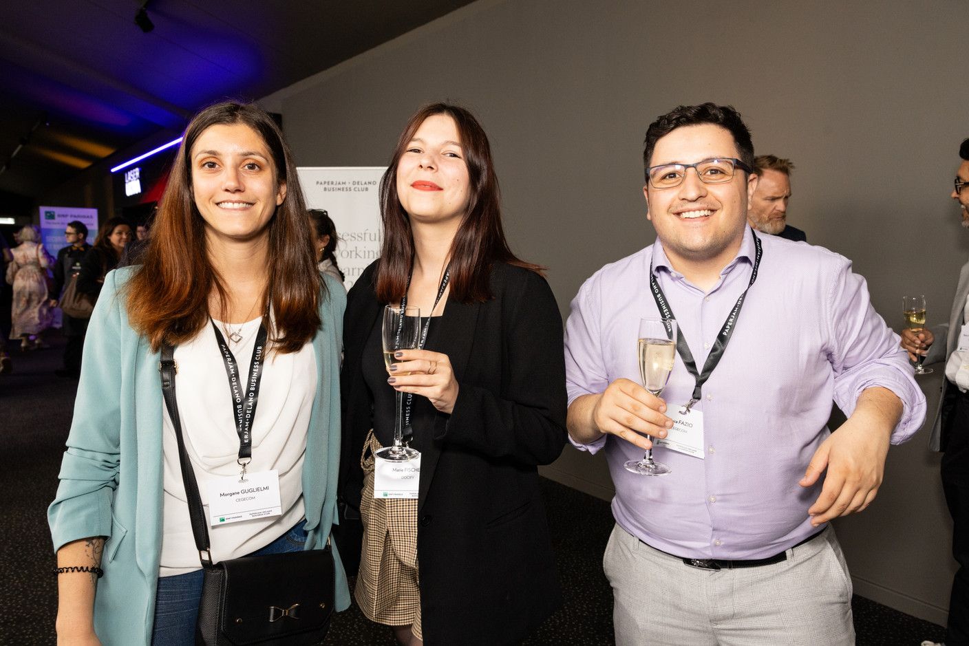 Morgane Guglielmi (Cegecom), Marie Fischer (Docify) and Luca Fazio (Cegecom) at the Paperjam+Delano Business Club’s 10x6 Private Equity Outlook event, which took place at the Kirchberg Kinepolis, 18 June 2024. Photo: Eva Krins / Maison Moderne