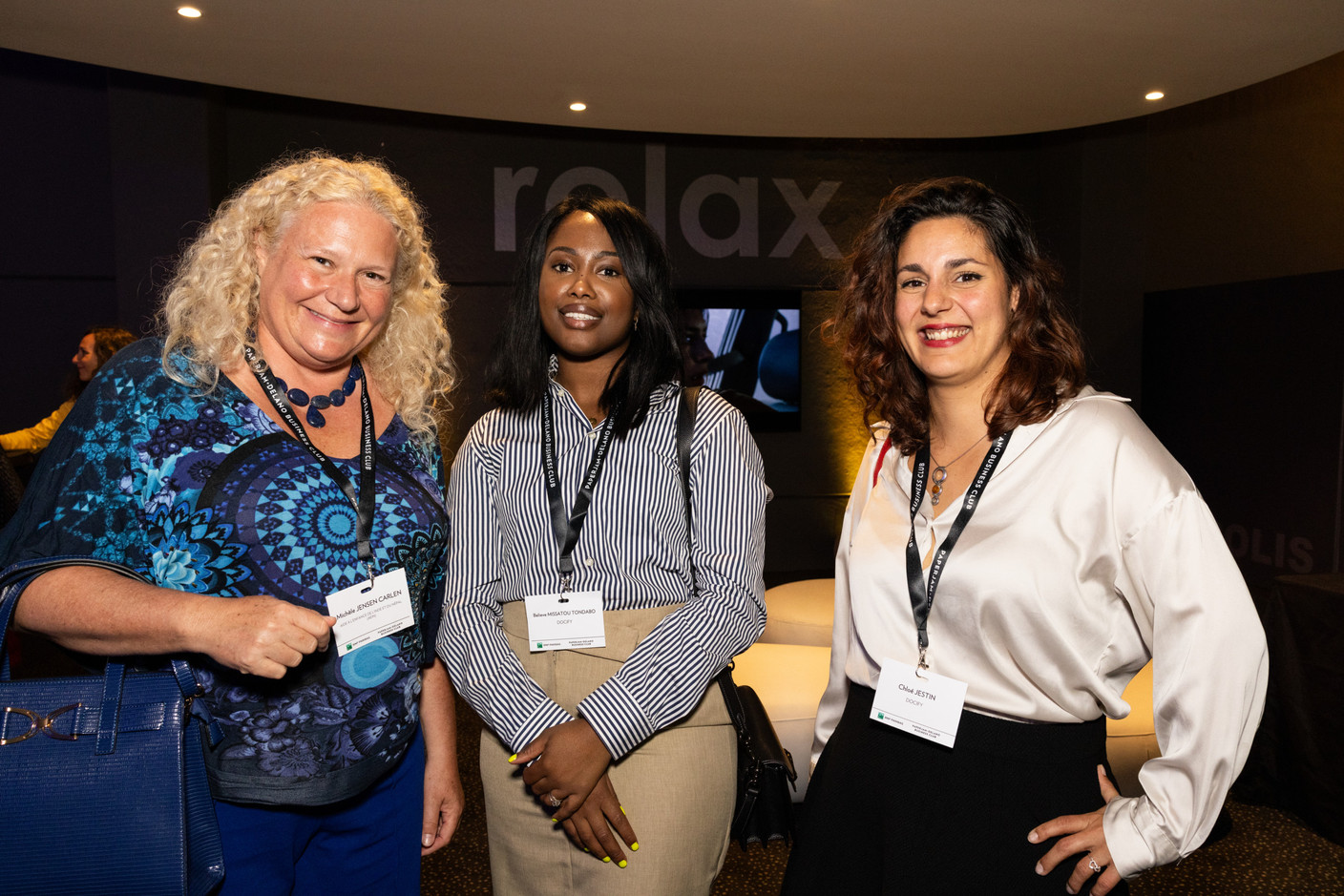 Michèle Jensen Carlen (AEIN), Believe Missatou Tondabo and Chloé Jestin (Docify) at the Paperjam+Delano Business Club’s 10x6 Private Equity Outlook event, which took place at the Kirchberg Kinepolis, 18 June 2024. Photo: Eva Krins / Maison Moderne