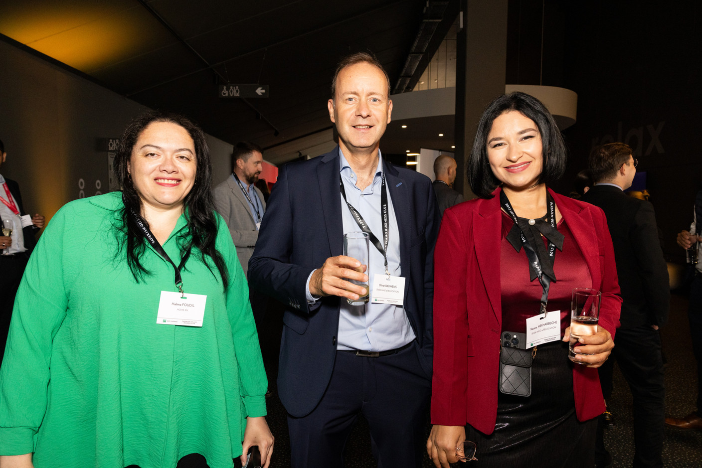 Halima Foudil (HOME RH), Olivier Bauwens and Nacera Mekharbeche (Spark Immo & Relocation) at the Paperjam+Delano Business Club’s 10x6 Private Equity Outlook event, which took place at the Kirchberg Kinepolis, 18 June 2024. Photo: Eva Krins / Maison Moderne