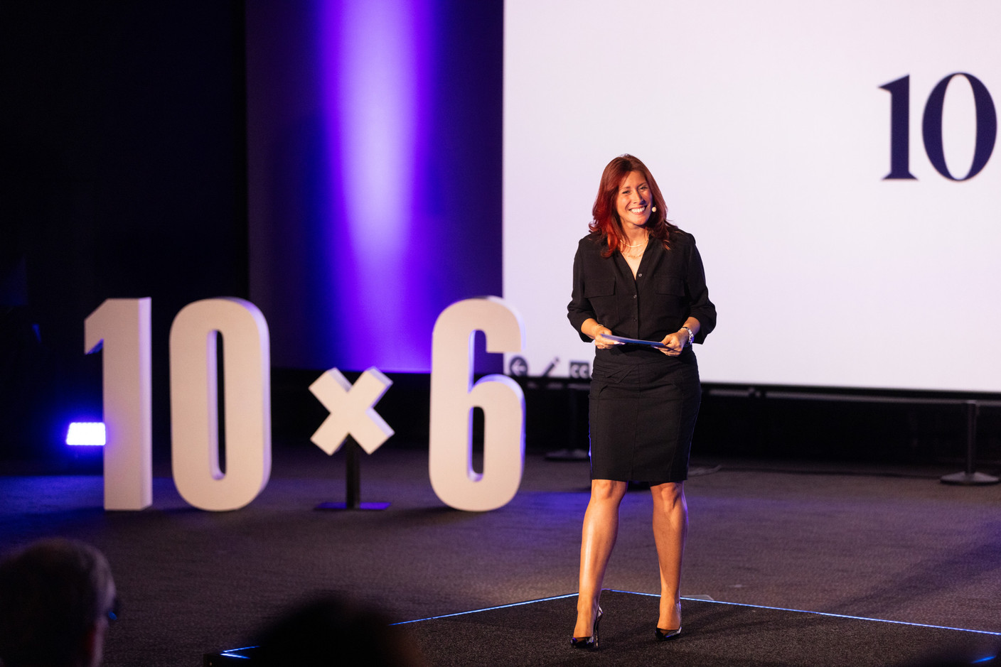 Stéphanie Kitoskis (Paperjam+Delano Business Club), pictured speaking at the10x6 Private Equity Outlook event, 18 June 2024.. Photo: Eva Krins / Maison Moderne