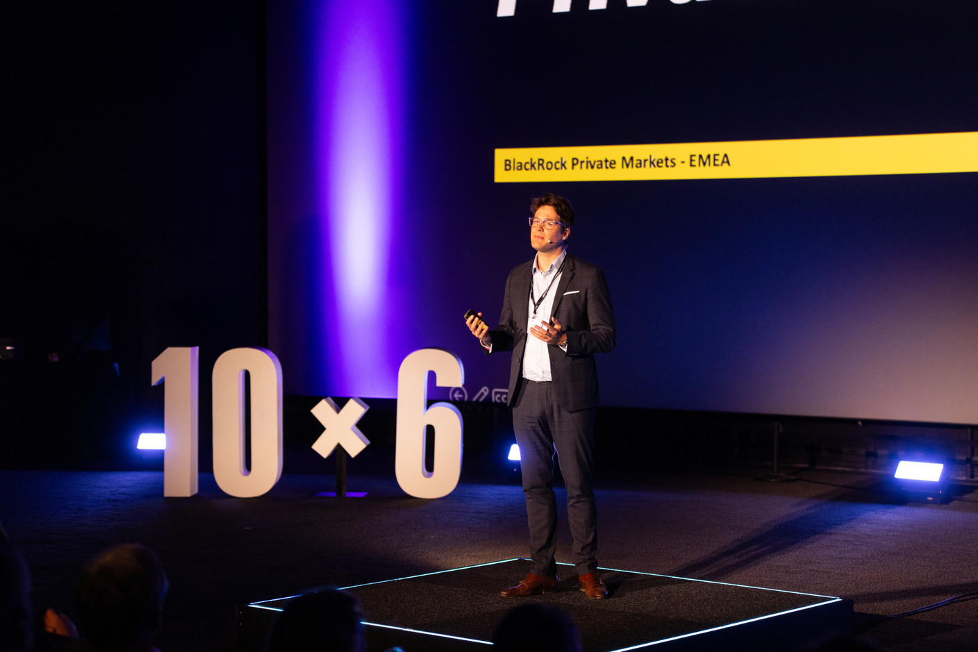 Yoni Jennes (Blackrock Luxembourg), pictured speaking at the Paperjam+Delano Business Club’s 10x6 Private Equity Outlook event, 18 June 2024. Photo: Eva Krins / Maison Moderne