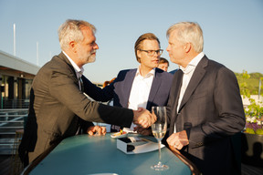 (l-r) Max Pellegrini, Namirial; Kaj Larsen, Advanzia Bank; and Axel Wibom, Amtrust. Photo: Advanzia Bank