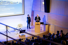 Claus Mansfeldt (chairman and managing director, Swancap) speaking at Antwort Capital’s Investors Day, held at the Banque de Luxembourg, 1 April 2025.   Photo: Lena Le Roy