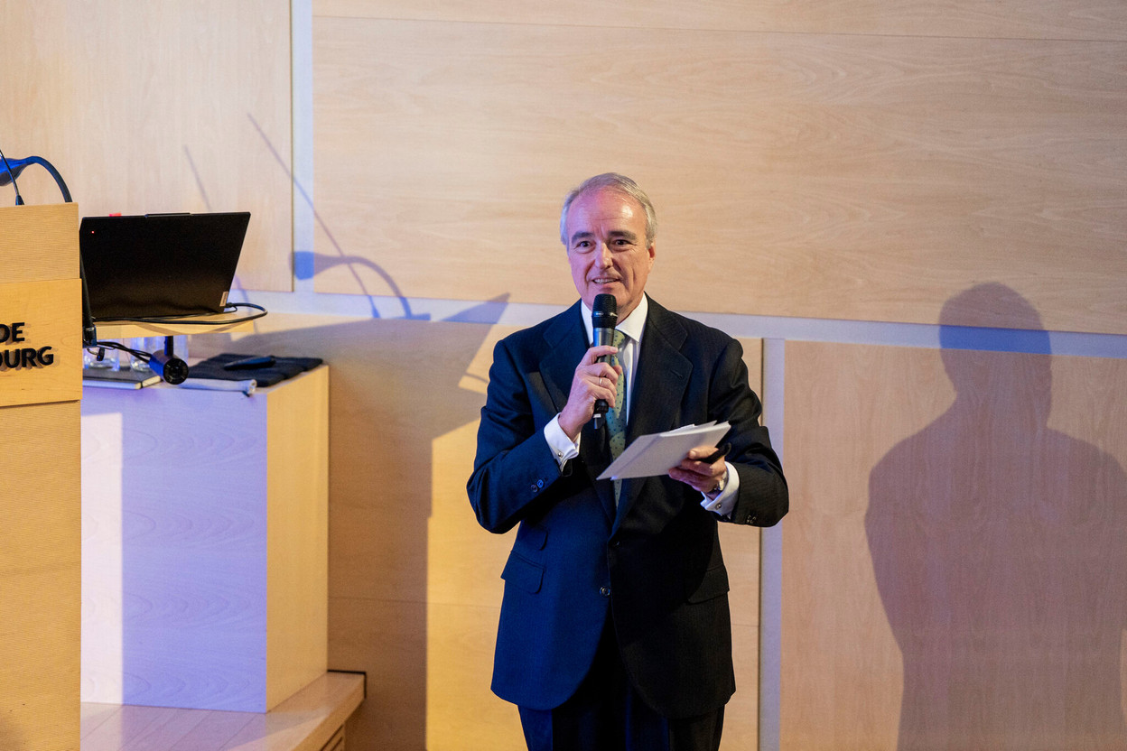 Manuel San Salvador (founder and managing partner, Antwort Capital) speaking at the firm’s Investors Day, held at the Banque de Luxembourg, 1 April 2025. Photo: Lena Le Roy