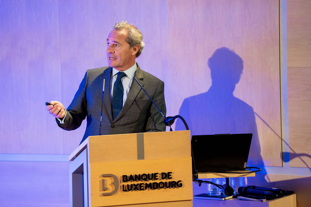 Juan Luis Ramírez (founding partner, Portobello Capital) speaking at Antwort Capital’s Investors Day, held at the Banque de Luxembourg, 1 April 2025. Photo: Lena Le Roy