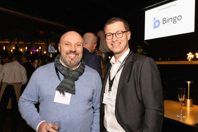 Philippe Nou (Proworks Design & Build) and Laurent Bélik (CSC Luxembourg Services) at the Paperjam+Delano Business Club’s CEOs- and entrepreneurs-only cocktail, 8 February 2024. Photo: Eva Krins / Maison Moderne