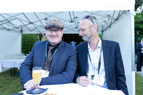 Gabriel Bugala (INGEM Group) and Fabrice Bovy (M.E.S Company) at the CEOs- and Entrepreneurs-Only Cocktail organised by the Paperjam+Delano Business Club, 6 June 2024. Photo: Eva Krins/Maison Moderne