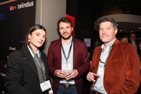 Priscillia Schwan, Romain Joly (Smile Luxembourg) and David Renoux (Neopixl). Photo: Marie Russillo/Maison Moderne