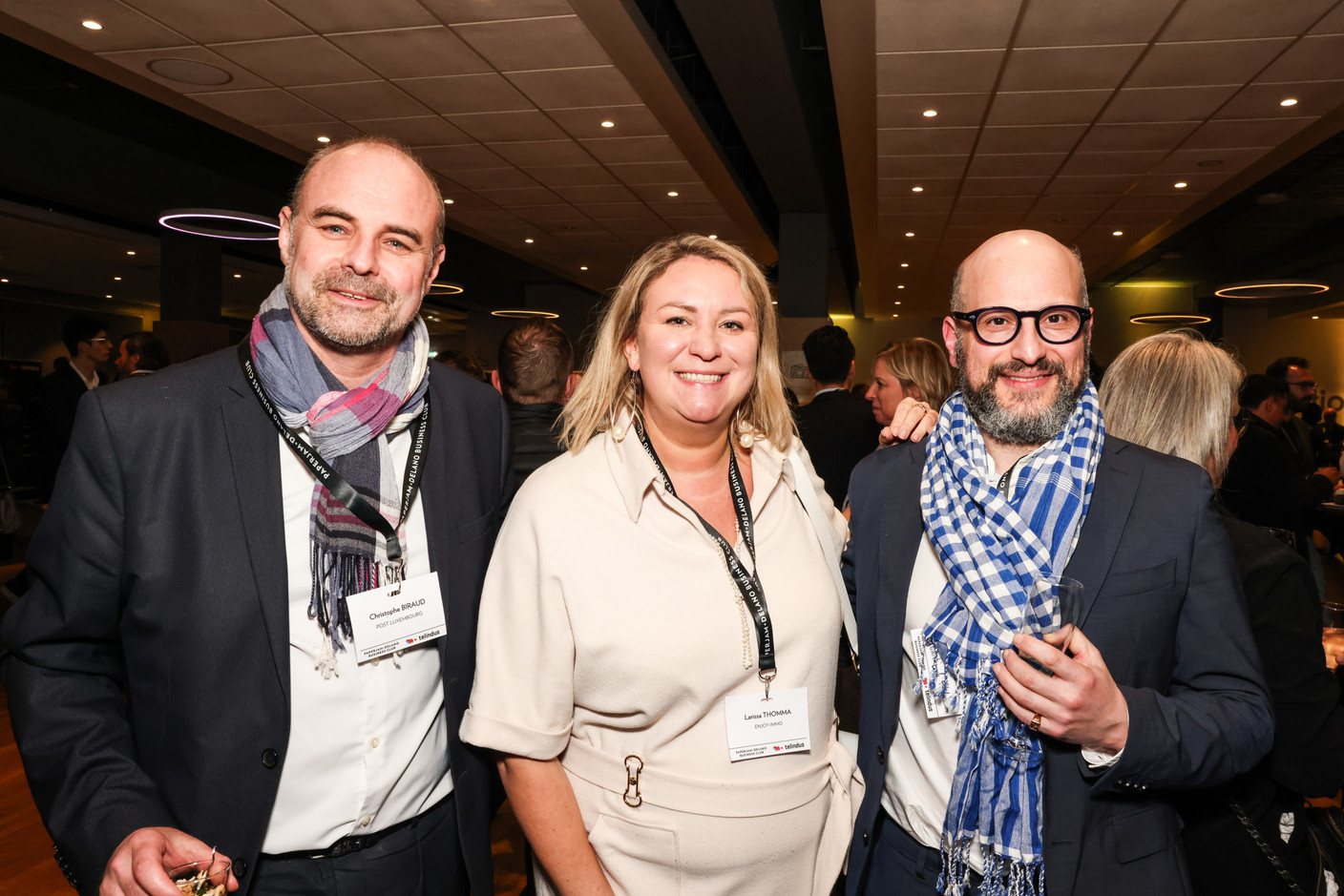 Christophe Biraud (Post Luxembourg), Larissa Thomma (Enjoy Immo) and François Colin (Ministry of Education). Photo: Marie Russillo/Maison Moderne