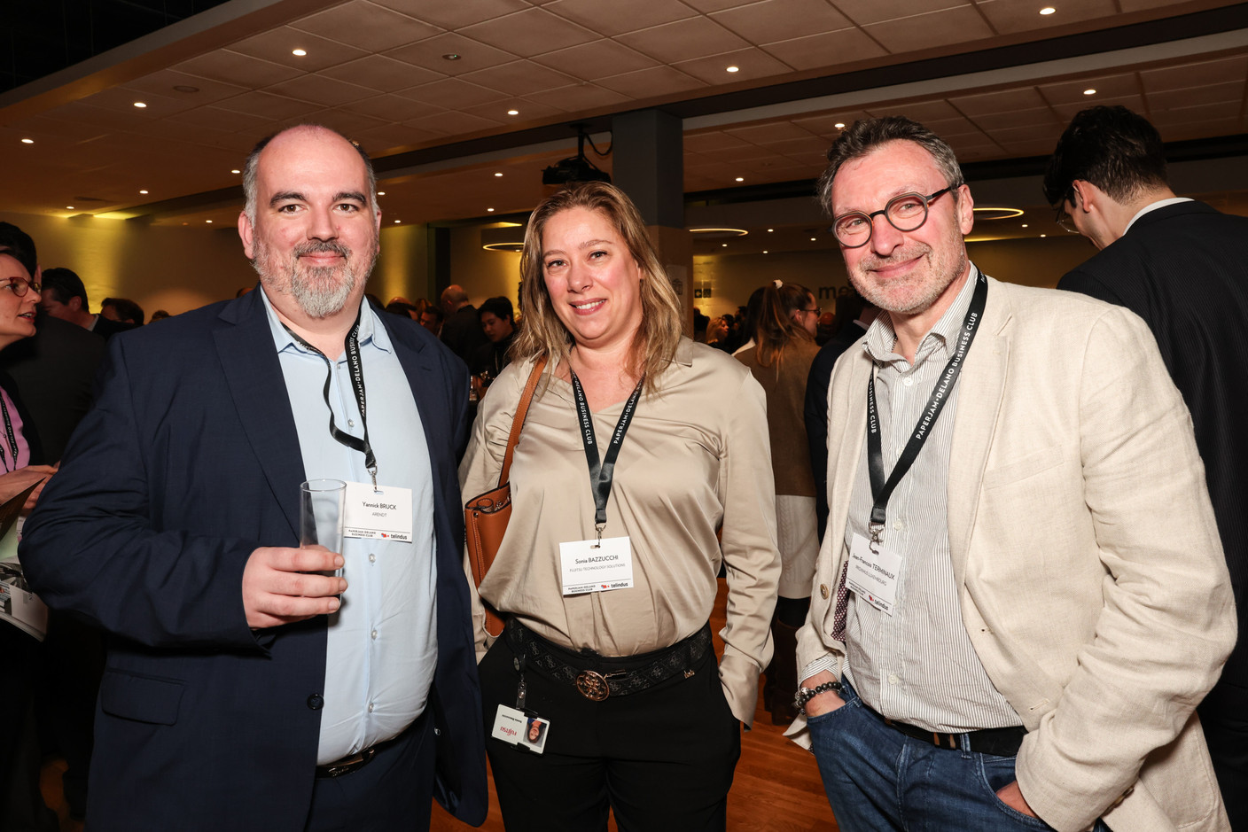 Yannick Bruck (Arendt), Sonia Bazzucchi (Fujitsu Technology Solutions) and Jean-Francois Terminaux (Proximus Luxembourg). Photo: Marie Russillo/Maison Moderne