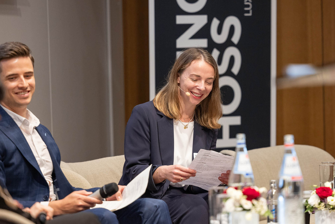 Patrick Hoffmann (CSSF) and Anaïs Sohler (Elvinger Hoss Prussen) on a panel at Elvinger Hoss Prussen’s inaugural fintech conference, held at the Spuerkeess, 17 September 2024. Photo: Elvinger Hoss Prussen
