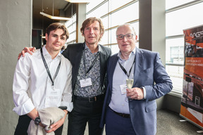 Louis Wagner and Claude Wagner (Batipro Matériaux) and Johan Bierebeeck (GraydonCreditSafe) at the 10x6 event “Entrepreneurship: Lessons learned,” organised by the Paperjam+Delano Business Club at Kinepolis Kirchberg, 21 May 2024. Photo: Marie Russillo/Maison Moderne