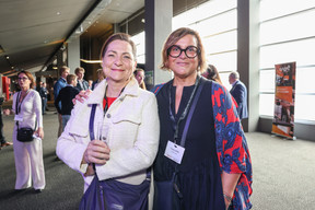 Christine Brach and Christine Ensel (Pictet & Cie) at the 10x6 event “Entrepreneurship: Lessons learned,” organised by the Paperjam+Delano Business Club at Kinepolis Kirchberg, 21 May 2024. Photo: Marie Russillo/Maison Moderne