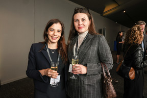 Lilia Mileva and Doina Sandu (LuxRelo | Immigration & Relocation Services) at the 10x6 event “Entrepreneurship: Lessons learned,” organised by the Paperjam+Delano Business Club at Kinepolis Kirchberg, 21 May 2024. Photo: Marie Russillo/Maison Moderne