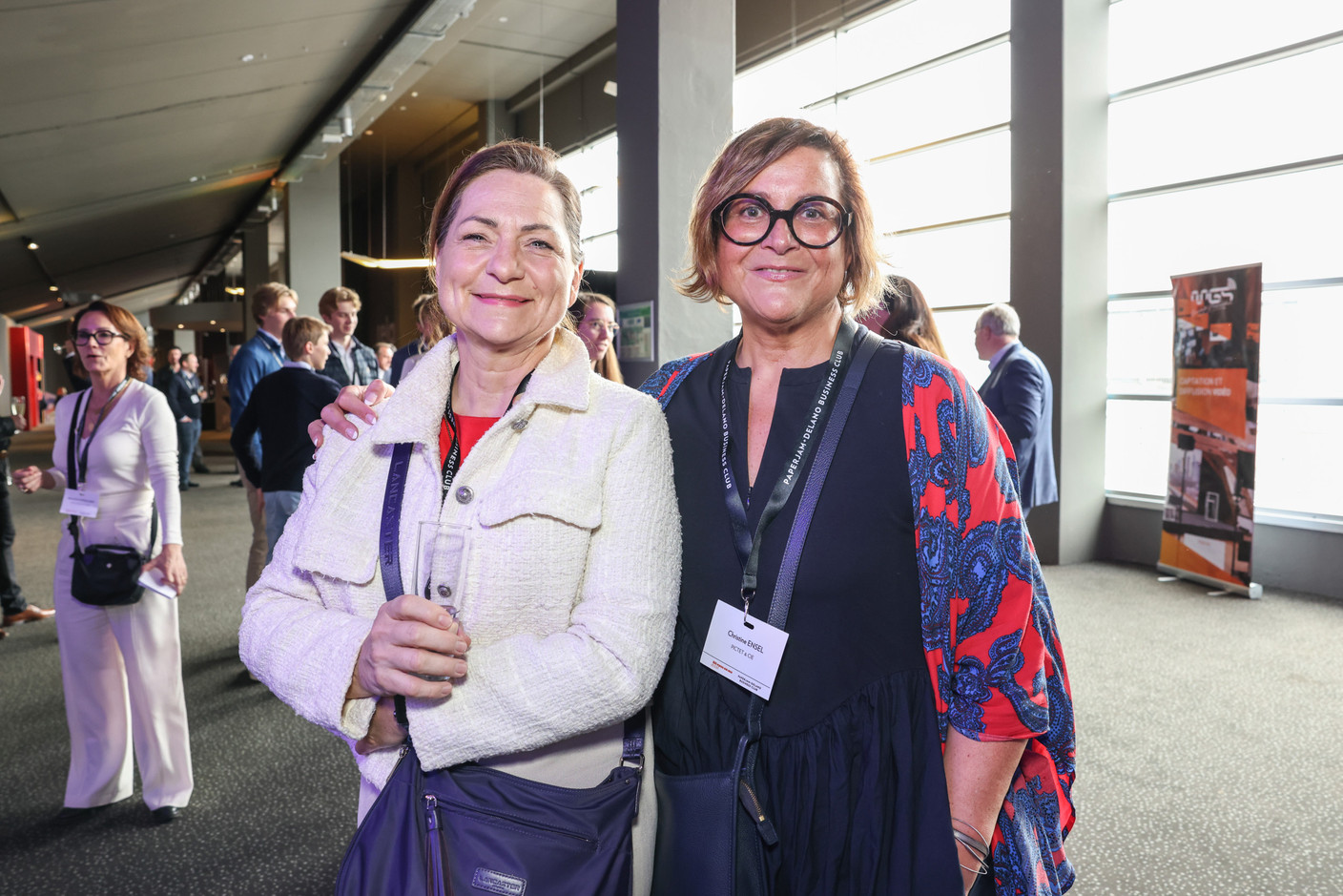 Christine Brach and Christine Ensel (Pictet & Cie) at the 10x6 event “Entrepreneurship: Lessons learned,” organised by the Paperjam+Delano Business Club at Kinepolis Kirchberg, 21 May 2024. Photo: Marie Russillo/Maison Moderne