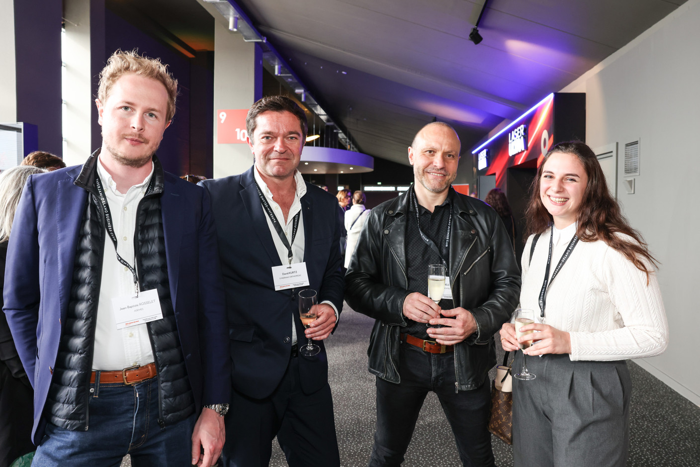 Jean-Baptiste Rosselet (ASEMES), David Kurtz (Synermax Orthopedic), Marc Michels (Marc Michels Architectes) and Elise Laera (ASEMES) at the 10x6 event “Entrepreneurship: Lessons learned,” organised by the Paperjam+Delano Business Club at Kinepolis Kirchberg, 21 May 2024. Photo: Marie Russillo/Maison Moderne