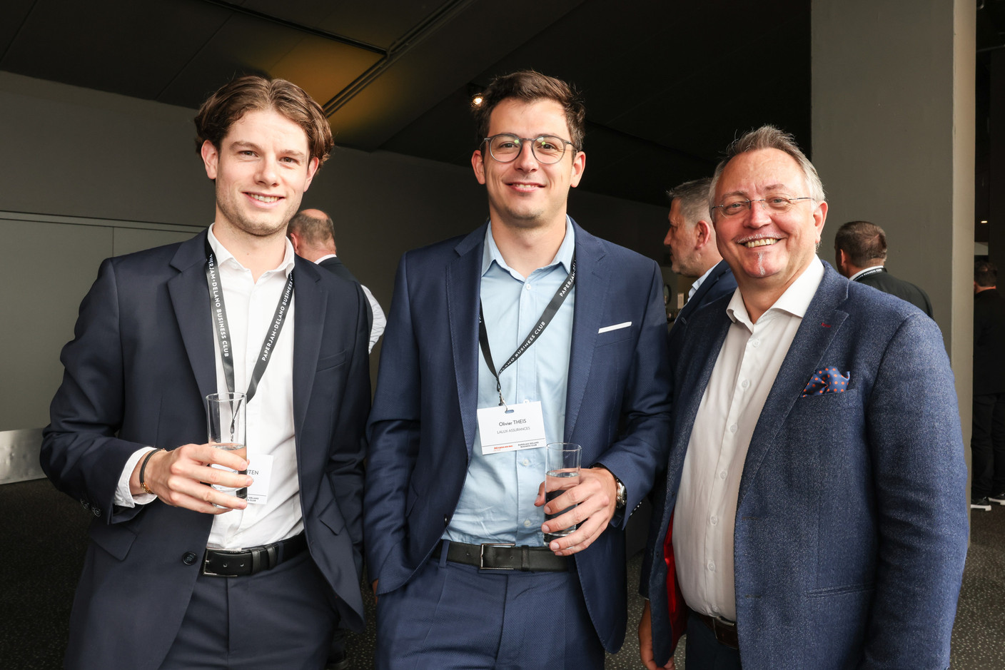 Yannick Grehten, Olivier Theis (Lalux Assurances) and Pedro Castilho (Verbalius) at the 10x6 event “Entrepreneurship: Lessons learned,” organised by the Paperjam+Delano Business Club at Kinepolis Kirchberg, 21 May 2024. Photo: Marie Russillo/Maison Moderne
