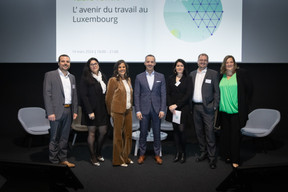 Alexandre Massol (Stëftung Hëllef Doheem/HRCommunity.lu), Josette Meyssonnier (Julius Baer), Magali Maillot (Allen & Overy/HRCommunity.lu), Georges Mischo (sports and work ministries), Lise Roda (Pictet Group), François Bade (Deloitte), Julie Noirhomme (Neurolead/HRCommunity.lu). Photo: Laurent Antonelli 