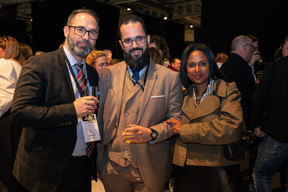 Michel Bastos (Alba Groupe), Joao Varandas (VSL) and Karine Fernandes (Carihome) at the 10x6 New European Bauhaus event organised by the Paperjam+Delano Business Club, 24 April 2024. Photo: Laurent Sturm