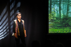 Sahar Azari (Saharchitects), one of the speakers at the 10x6 New European Bauhaus event organised by the Paperjam+Delano Business Club, 24 April 2024. Photo: Laurent Sturm