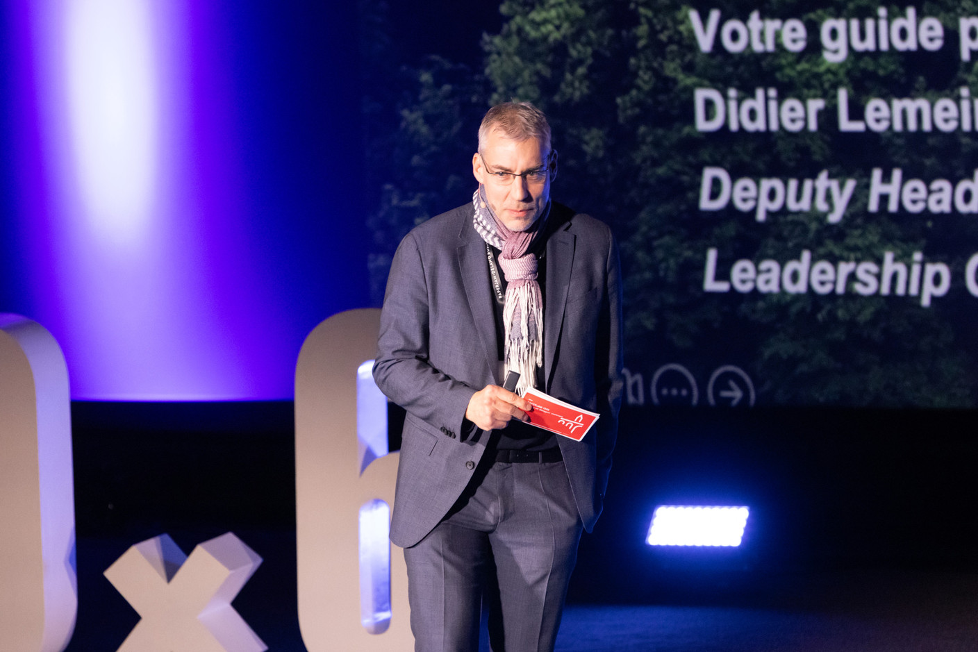 Didier Lemeire (Spuerkeess) spoke during the 10×6 event “Leading HR Managers’ Challenges 2024,” which was held on 24 January 2024. Photo: Marie Russillo/Maison Moderne