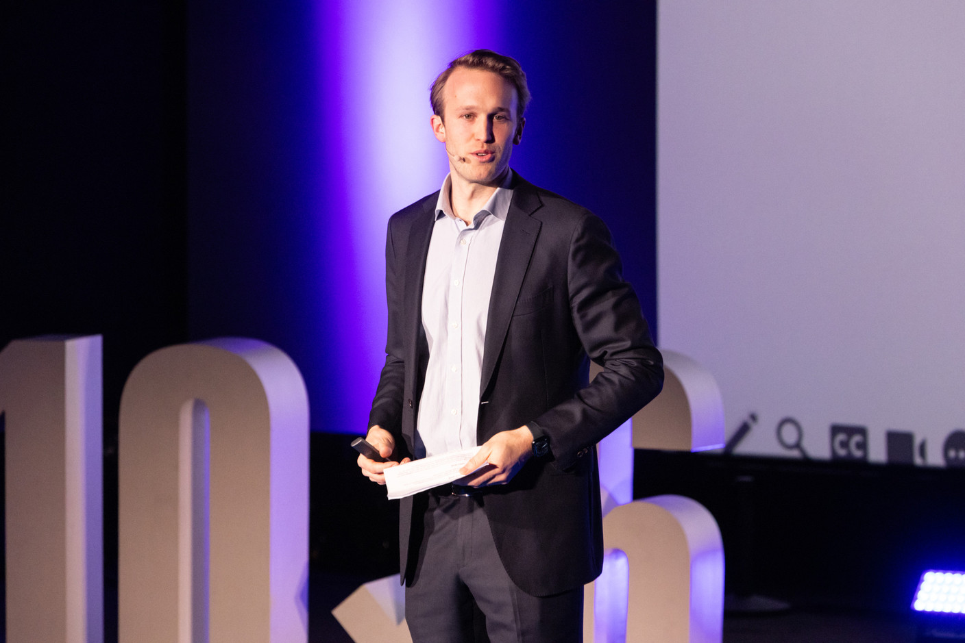 Vincent King (All Eyes On Me) at the “Leading HR Managers’ Challenges 2024” 10×6 event, which was held on 24 January 2024 at Kinepolis Kirchberg. Photo: Marie Russillo/Maison Moderne