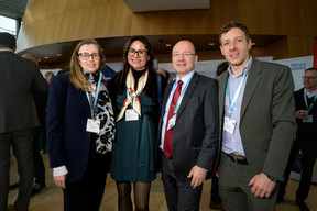 Petya Dimitrova (Atoz), Vanessa Grueneklee (Schroder Investment Management Europe SA), François Baratte (Alfi) and Morgan Majerus (Axa Investment Managers) at the Alfi Global Asset Management Conference in Kirchberg, 26 March 2025. Photo: Nader Ghavami
