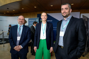 Daniel Ciccarelli (CSSF), Claire Prospert (Linklaters) and Michel Friob (CSSF) at the Alfi Global Asset Management Conference in Kirchberg, 26 March 2025. Photo: Nader Ghavami