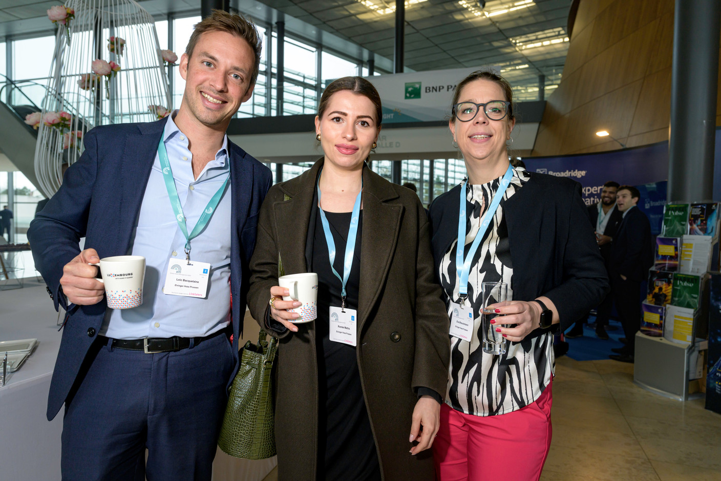 Loic Bacquelaine (Elvinger Hoss Prussen), Romée Mathis (Elvinger Hoss Prussen) and Eva Brauckmann (Elvinger Hoss Prussen) at the Alfi Global Asset Management Conference in Kirchberg, 26 March 2025. Photo: Nader Ghavami