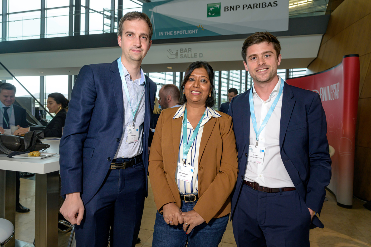 Quentin Werlé (6 Monks, 6M), Vidooshi Domah (State Street) and Vic Elsen (Financial Sector Supervisory Commission, CSSF) at the Alfi Global Asset Management Conference in Kirchberg, 26 March 2025. Photo: Nader Ghavami