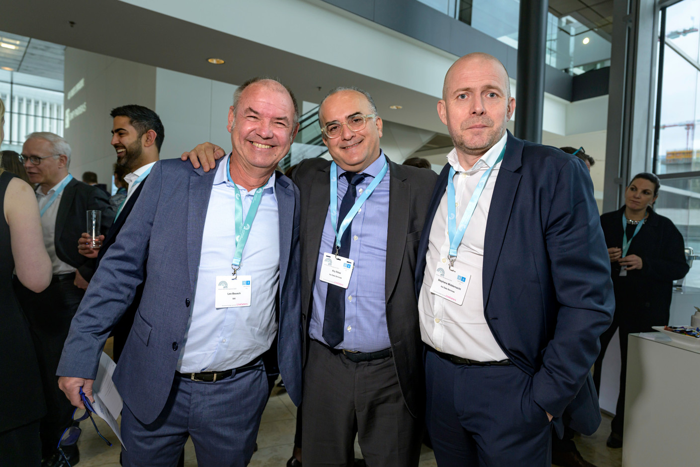 Lee Bausch (Six), Ary Elbaz (Ice Data Services) and Stephane Middernacht (Ice Data Services) at the Alfi Global Asset Management Conference in Kirchberg, 26 March 2025.  Photo: Nader Ghavami