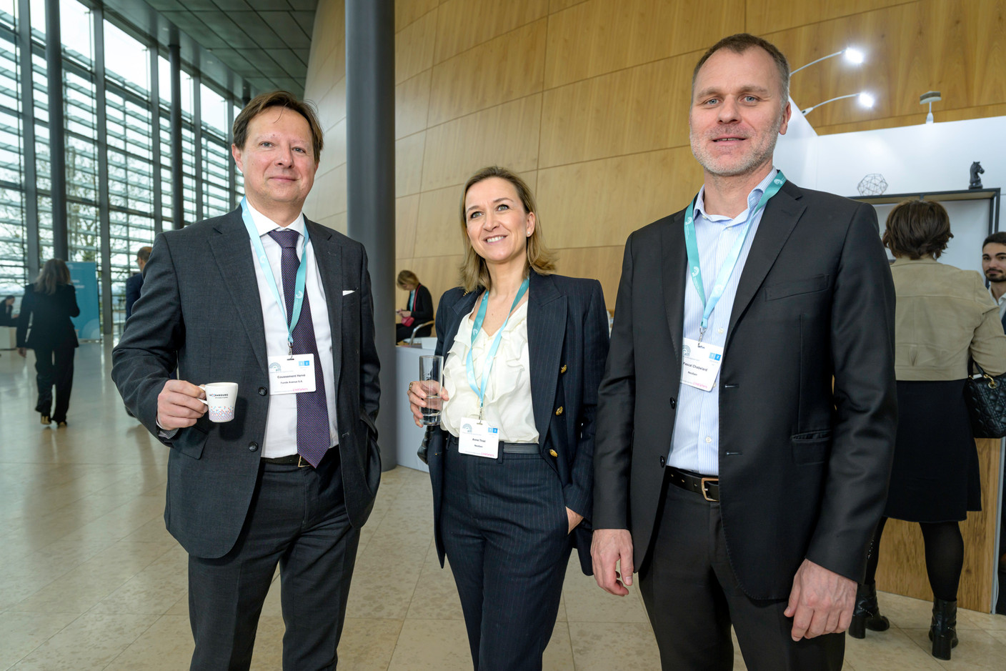 Hervé Coussement (Funds Avenue), Anne Thiel (Neoxam) and Pascal Chabelard (Neoxam) at the Alfi Global Asset Management Conference in Kirchberg, 26 March 2025. Photo: Nader Ghavami