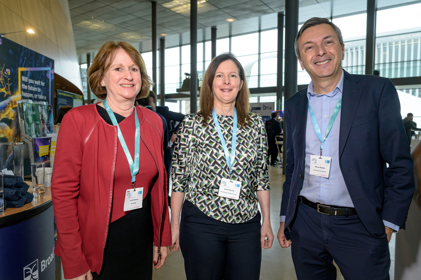 Jane Kirkland (Broadridge), Dervla Glennon (Virtus Partners Lux Services) and Manuel Baptista (Broadridge Financial Solutions) at the Alfi Global Asset Management Conference in Kirchberg, 26 March 2025. Photo: Nader Ghavami