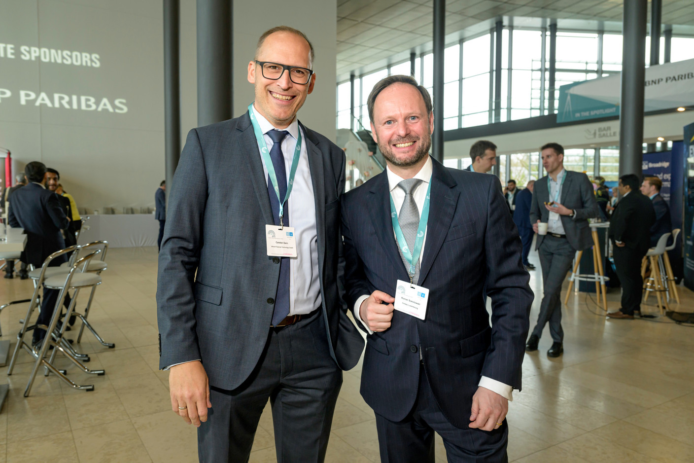 Carsten Gern (Infront Financial Technology) and Roman Sokolowski (Corpay Luxembourg) at the Alfi Global Asset Management Conference in Kirchberg, 26 March 2025. Photo: Nader Ghavami