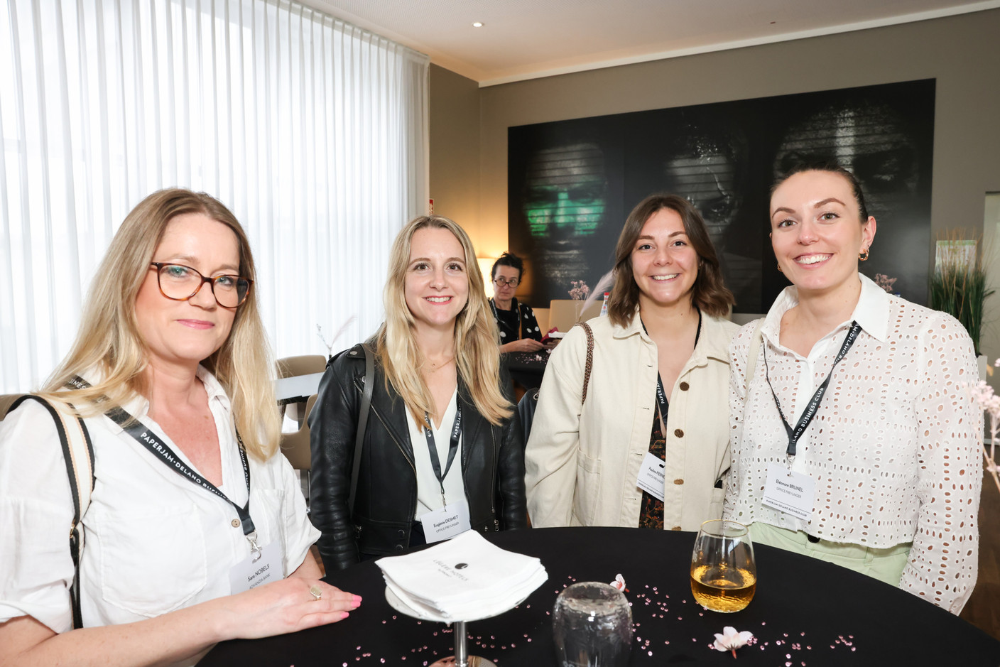 Sara Nobels (Advanzia Bank), Eugénie Desmet, Pauline Piernez and Eléonore Brunel (Office Freylinger) at the Let's Taste: Flavors of Rosés tasting event, organised by the Paperjam+Delano Business Club at the Hôtel Légère Luxembourg, 23 May 2024. Photo: Marie Russillo / Maison Moderne