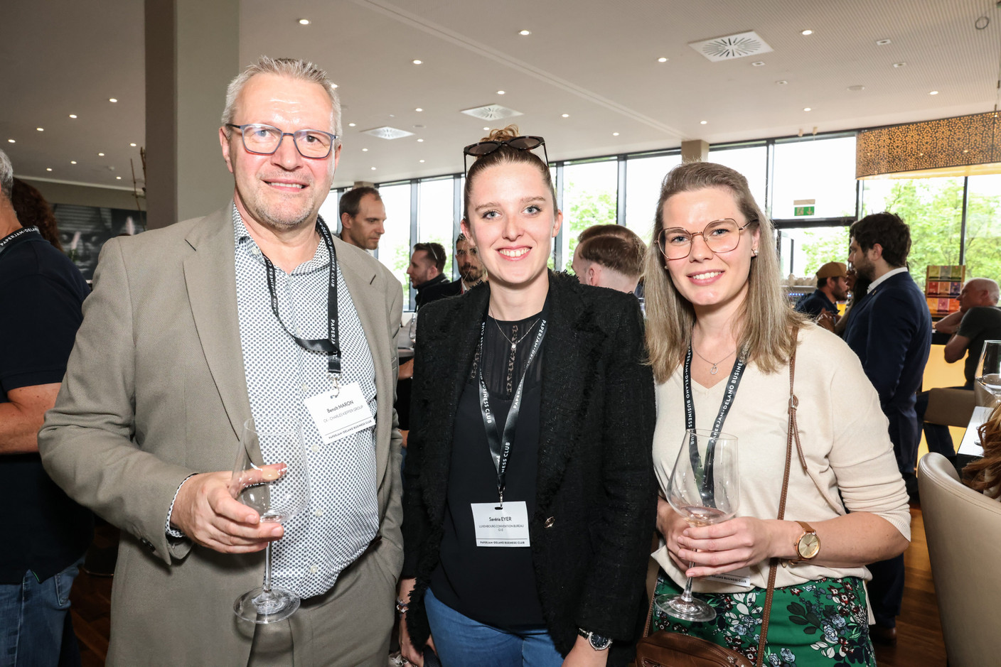 Benoît Maron (CK - Charkes Kieffer Group), Savéria Eyer (Luxembourg Convention Bureau G.I.E) and Anne-Catherine Marin (De Belsch) at the Let's Taste: Flavors of Rosés tasting event at the Hôtel Légère Luxembourg, 23 May 2024. Photo: Marie Russillo / Maison Moderne