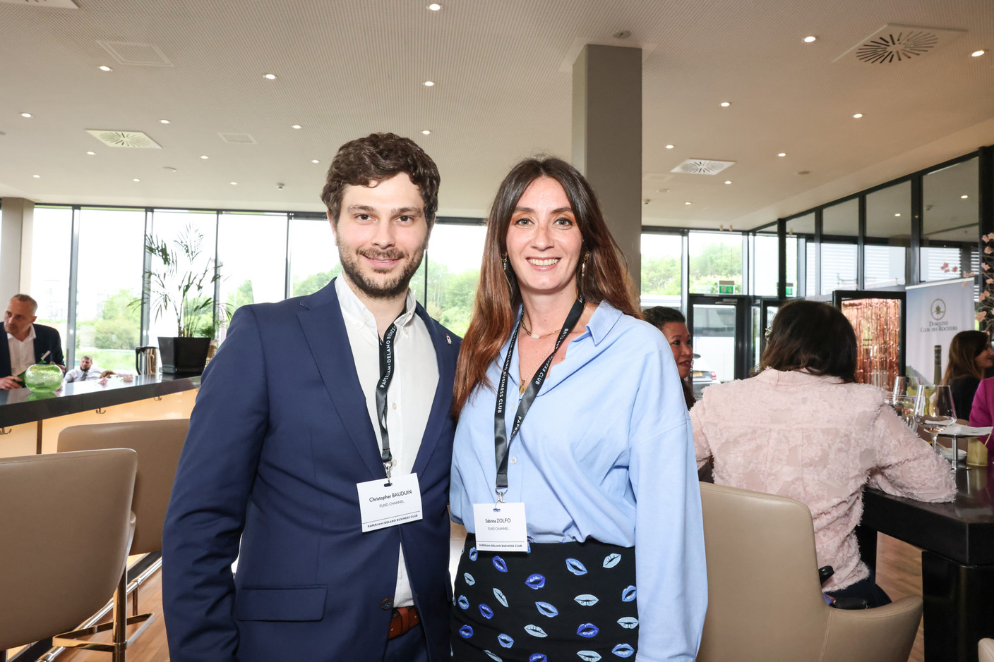 Christopher Bauduin and Sabrina Zolfo (Fund Channel) at the Let's Taste: Flavors of Rosés tasting event at the Hôtel Légère Luxembourg, 23 May 2024. Photo: Marie Russillo / Maison Moderne