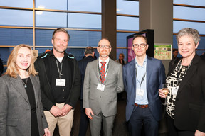 Irina Douziech, Stefan Okhuijzen (SES), Leandro Cresta (Ferrero Group), Olivier Ramlot and Christine Huberty (Bil) at the Paperjam+Delano Business Club’s 10x6 event on CIO challenges, 26 March 2024. Photo: Marie Russillo/Maison Moderne