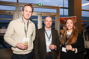 Vincent King (All Eyes On Me), Michiel Merckx and Carlotta Galizio (Samsung) at the Paperjam+Delano Business Club’s 10x6 event on CIO challenges, 26 March 2024. Photo: Marie Russillo/Maison Moderne