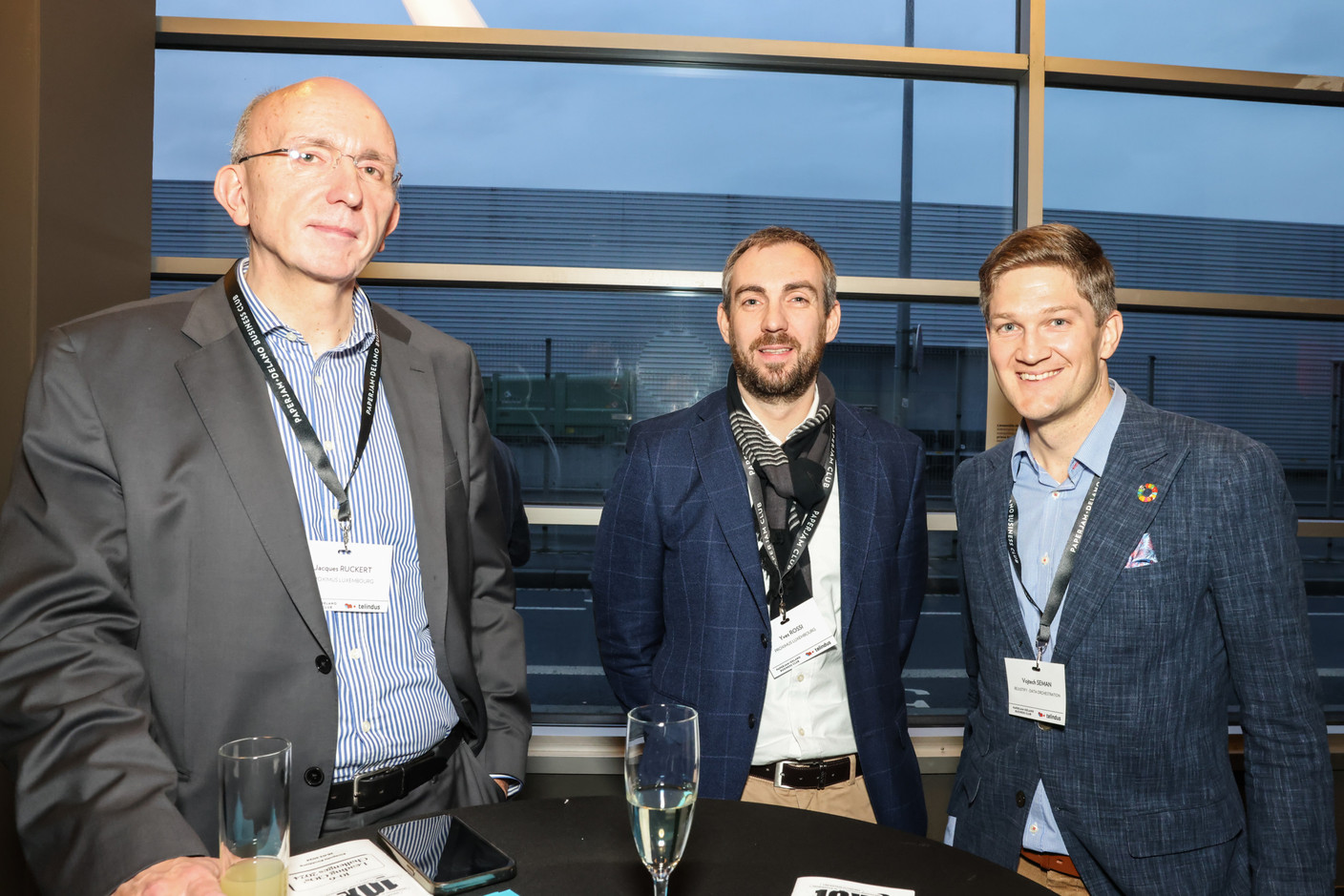 Jacques Ruckert (Telindus), Yves Rossi (Proximus Luxembourg) and Vojtech Seman (Rejustify - Data Orchestration) at the Paperjam+Delano Business Club’s 10x6 event on CIO challenges, 26 March 2024. Photo: Marie Russillo/Maison Moderne