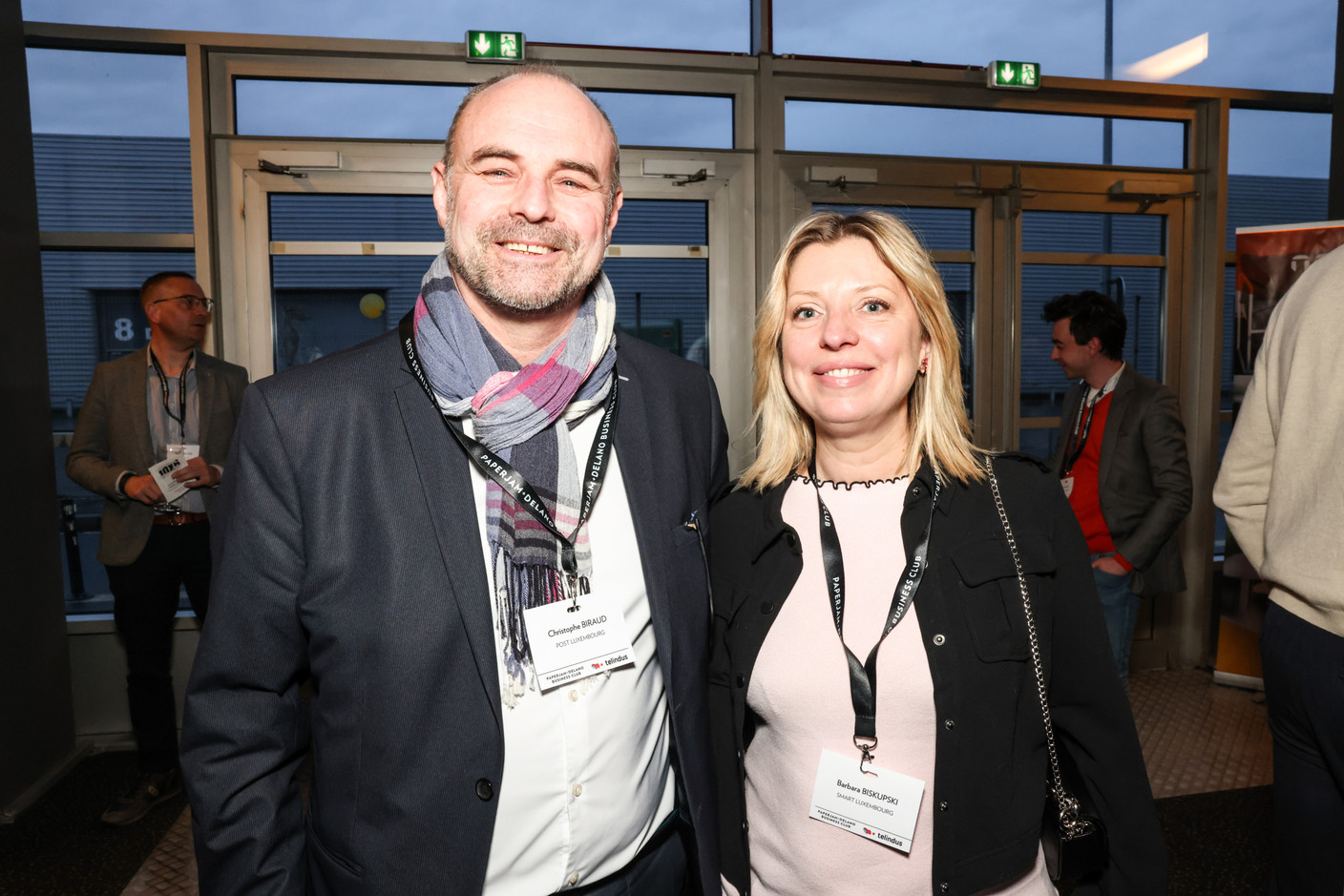 Christophe Biraud (Post Luxembourg) and Barbara Biskupski (Smart Luxembourg) at the Paperjam+Delano Business Club’s 10x6 event on CIO challenges, 26 March 2024. Photo: Marie Russillo/Maison Moderne