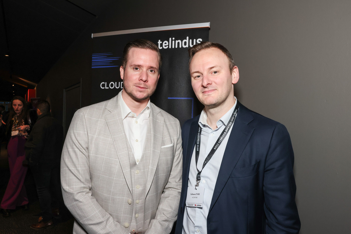 André Meyer (Encevo) and Guillaume Stark (Accenture) at the Paperjam+Delano Business Club’s 10x6 event on CIO challenges, 26 March 2024. Photo: Marie Russillo/Maison Moderne