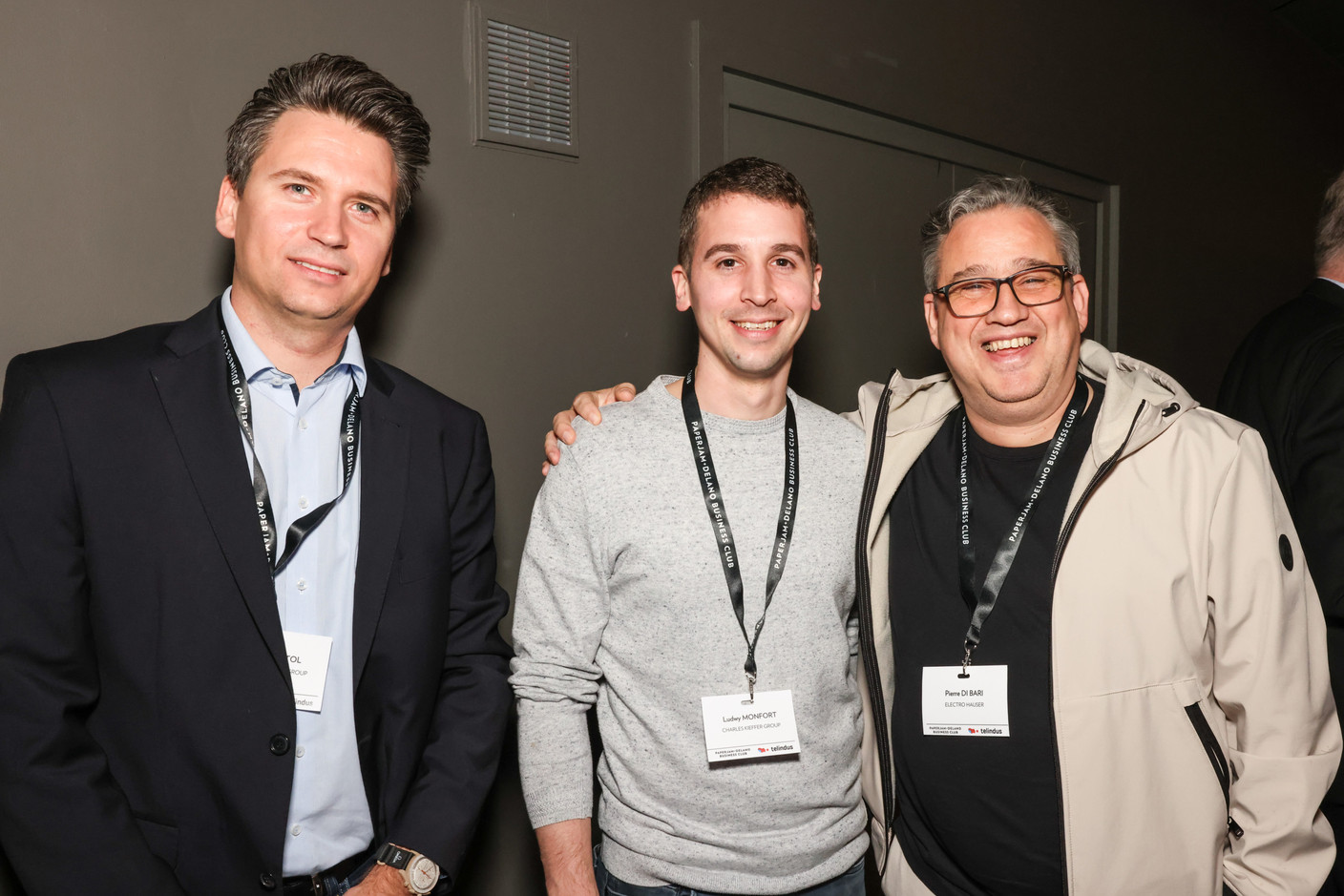 Rémy Cristol, Ludwy Monfort (Charles Kieffer Group) and Pierre Di Bari (Electro Hauser) at the Paperjam+Delano Business Club’s 10x6 event on CIO challenges, 26 March 2024. Photo: Marie Russillo/Maison Moderne