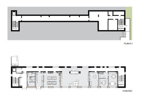 Plans of the ground and first floors of the Haus Konterbont children’s care centre. Illustration: BENG Architectes-Associés