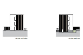 Southwest façade and north-east façade. Illustration: BENG Architectes-Associés