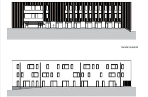 Southeast facade and northwest facade.  Illustration: BENG Architectes-Associés