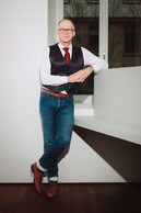 Blazer made by his mum, shirt from eco-brand Shaping New Tomorrow and Basics & Bespoke tie. (Photo: Julian Pierrot/Paperjam)