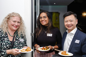 Michèle Jensen-Carlen, Harika Sombhatla and Alex Pham during the networking session at the the India-Luxembourg cross-border financing event, 24 January 2024. Photo: Marcela Hernoux / IBCL