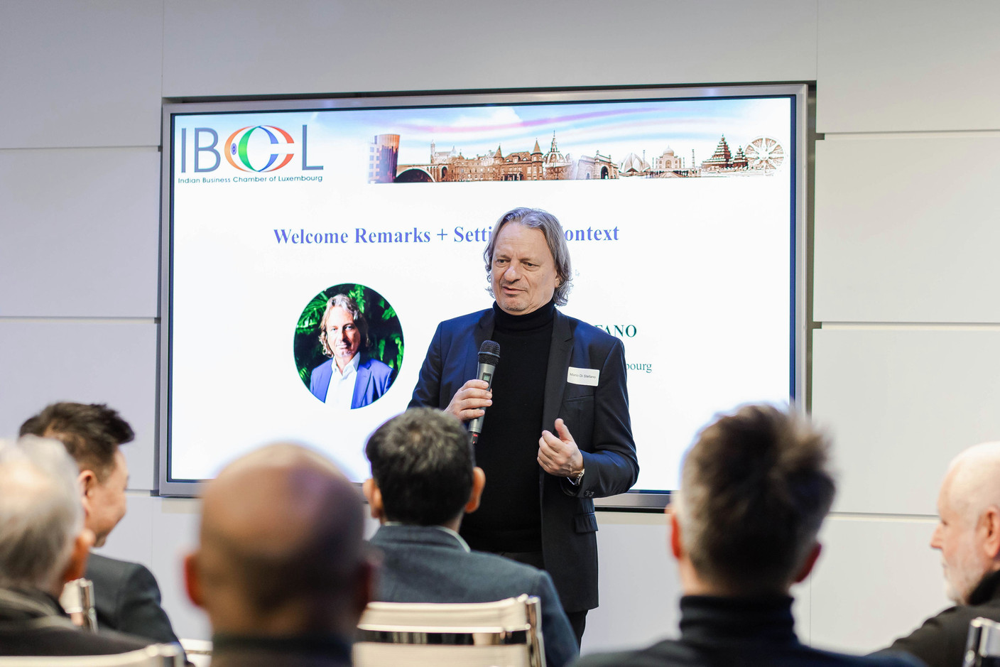 Mario Di Stefano, managing partner at DSM Avocats à la Cour, speaking at the India-Luxembourg cross-border financing and taxation policies event on 24 January 2024. Photo: Marcela Hernoux / IBCL